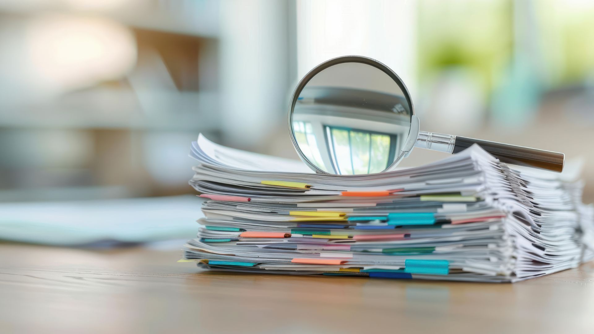 Een auditor boek met loep, wat staat voor interne auditing