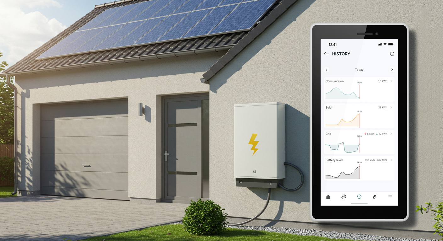 Woning met zonnepanelen batterijopslag en digitaal energiemanagement voor slim energiegebruik