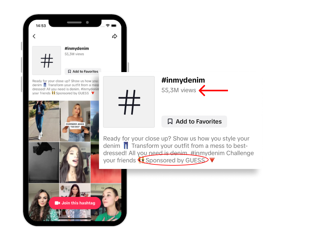 Image showing the #InMyDenim campaign on TikTok branded hashtag challenges