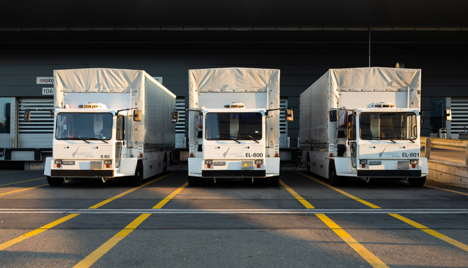 freight trucks arriving at a fulfillment center