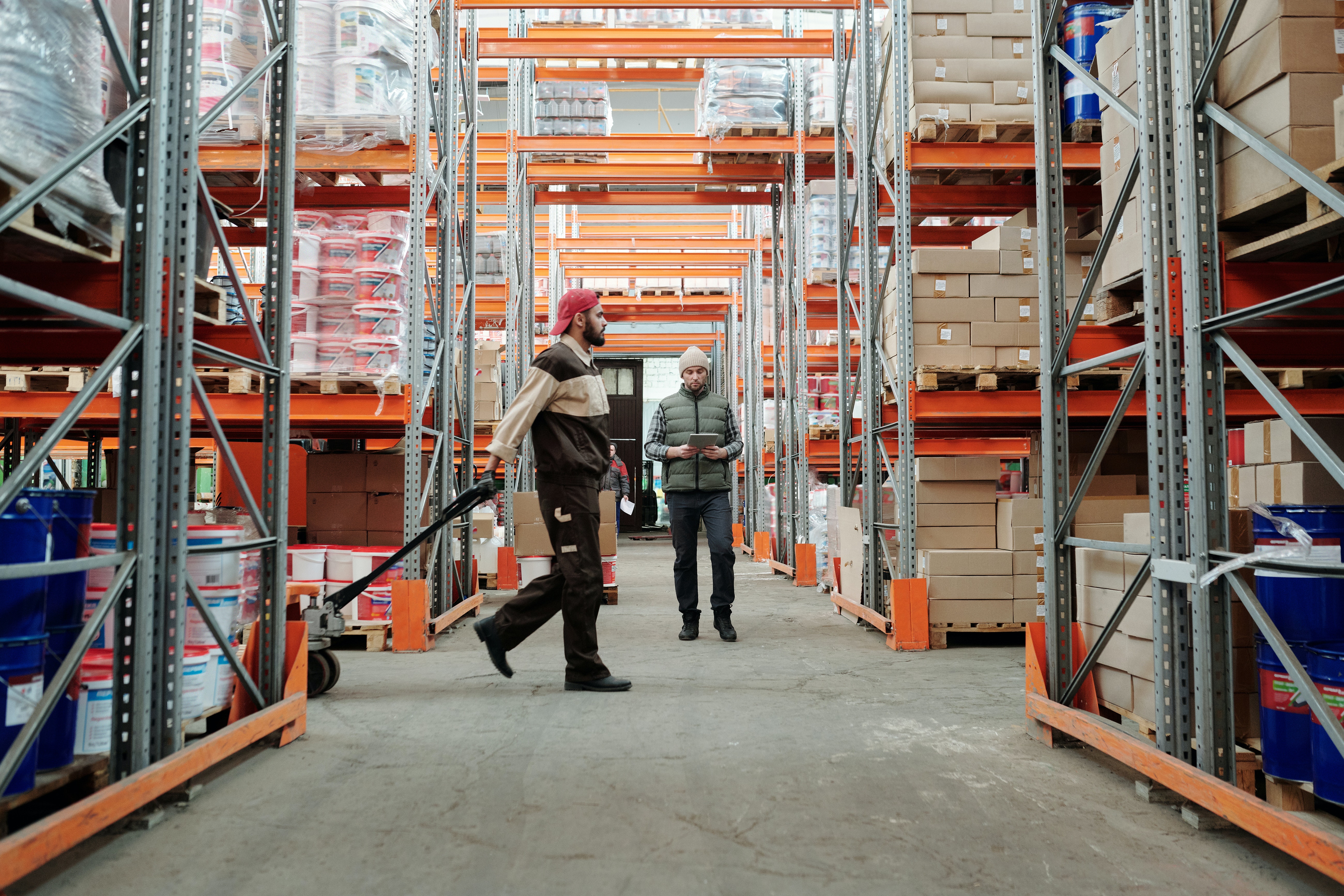 SKUs being transported through a fulfillment center to be picked and packed 