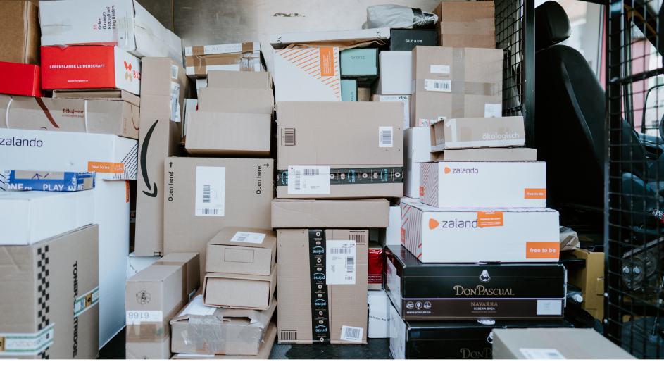 Packages loaded in a delivery van
