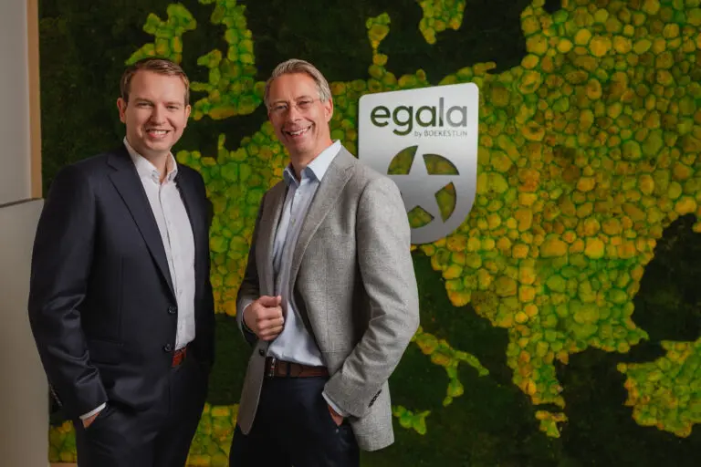 Peter and Sjef Boekestijn standing at Egala headquarters, representing the split between Boekestijn Transport Service and Egala’s European trucking operations.
