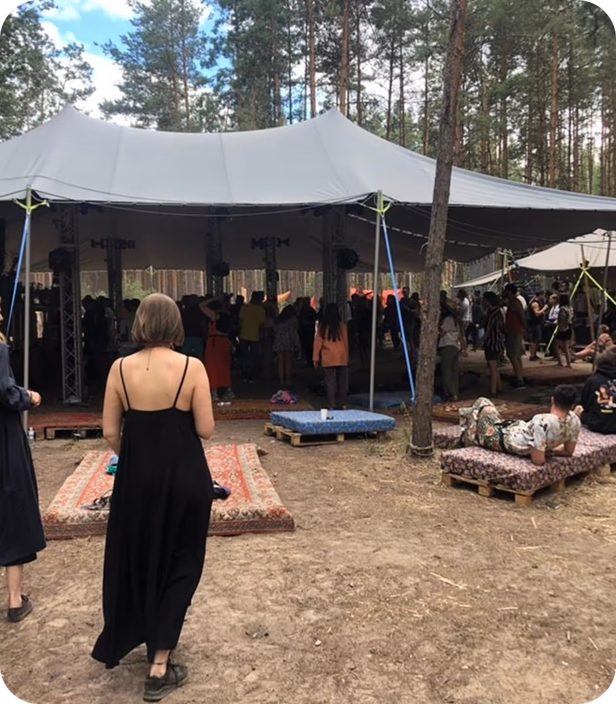 Image with tented place for party in the wood