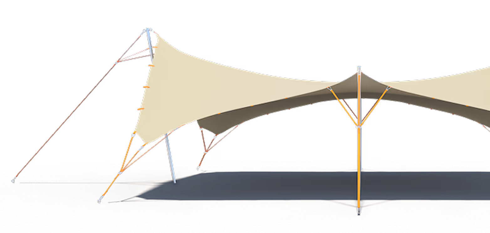 A large white tent sitting on top of a cement ground.