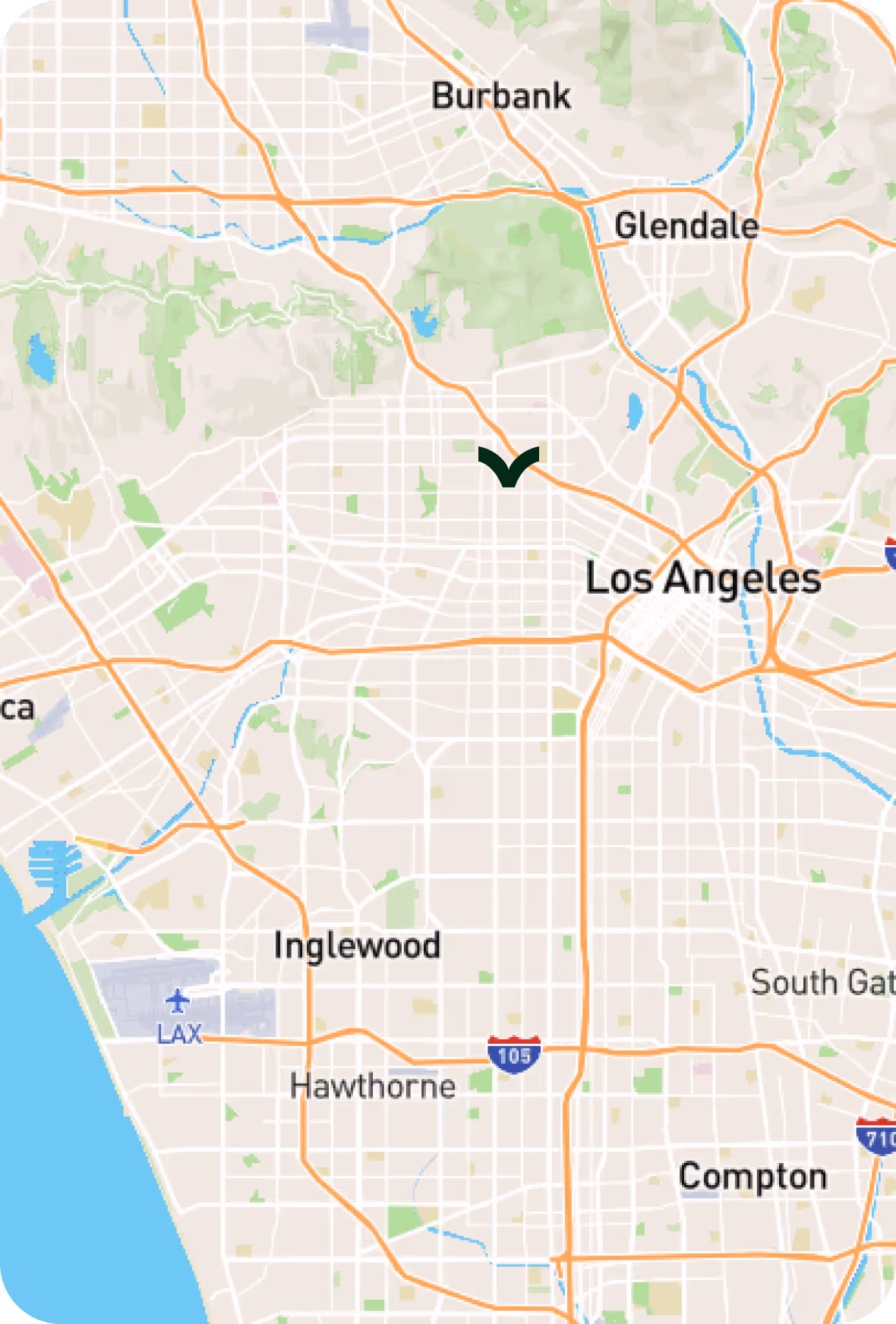 Image with map of Los Angeles and point on it