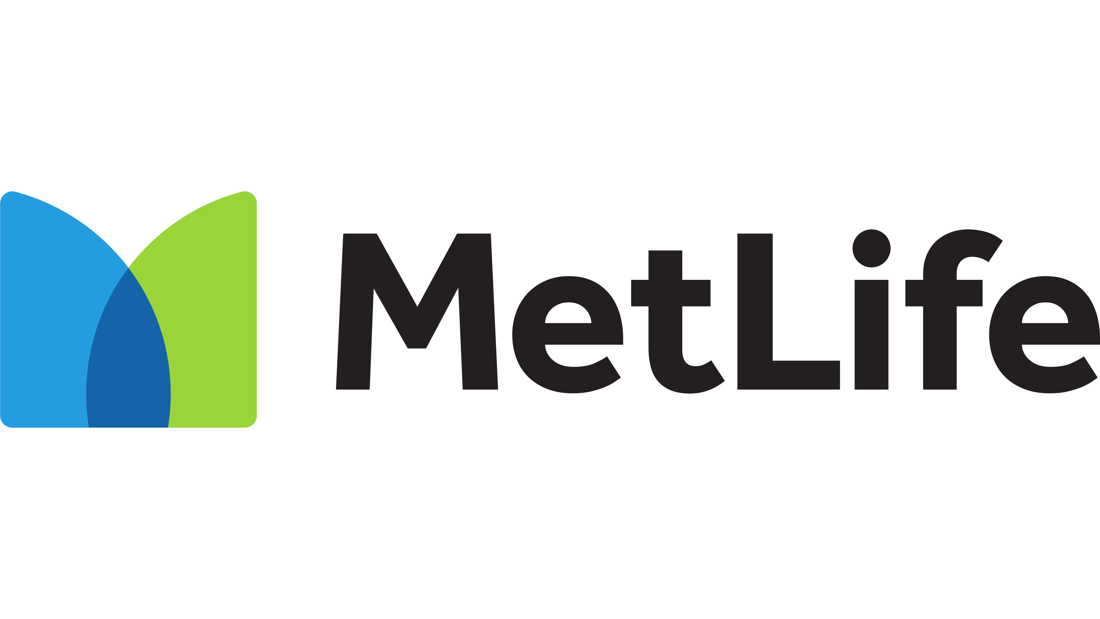 MetLife company logo with blue and green abstract shapes next to the text MetLife in black.