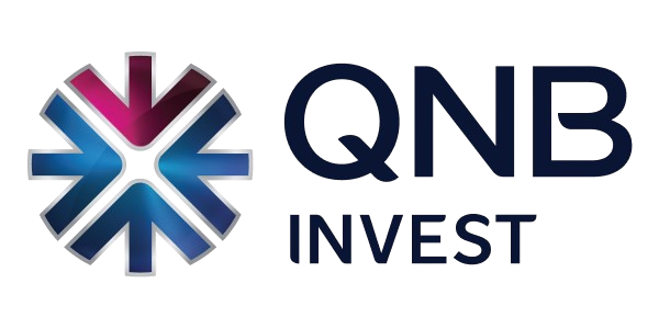 QNB Invest logo with blue and magenta stylized arrows forming a star shape to the left of the text.