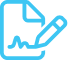 Icon of a document with a signature and a pen.