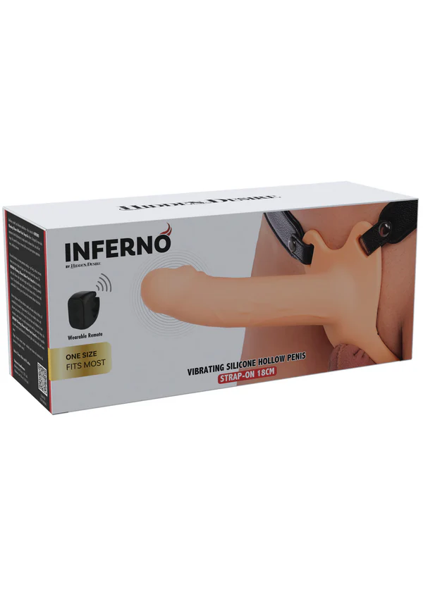 Strapon creux en silicone vibrant 18 cm