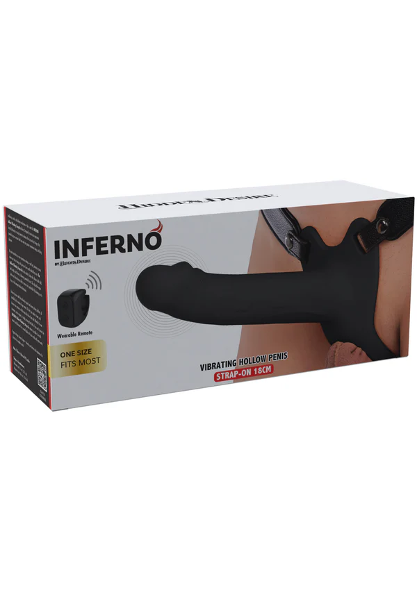 Strapon creux en silicone vibrant 18 cm black