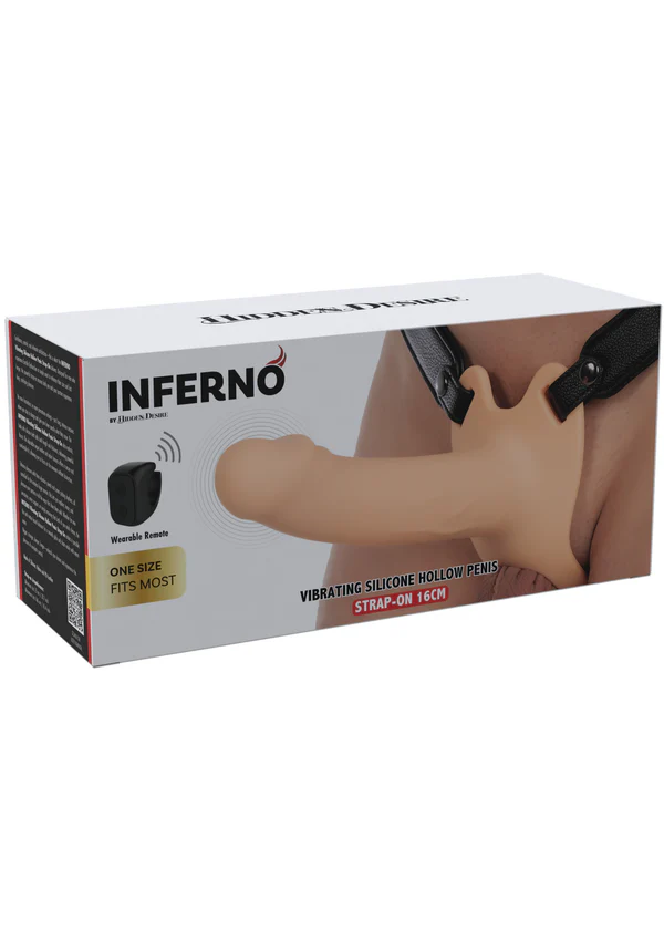 Strapon creux en silicone vibrant 16 cm 