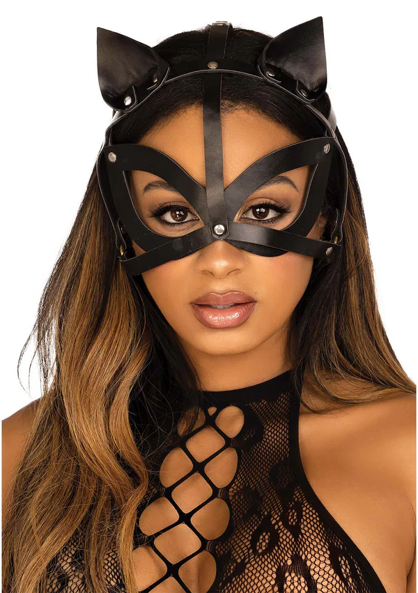 Masque pour chat en cuir végétalien clouté O/S