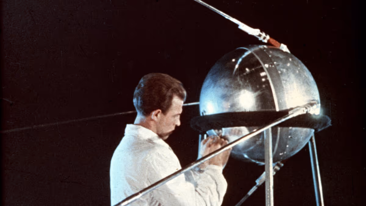 A technician places the finishing touches on Sputnik-1. Source: History.com
