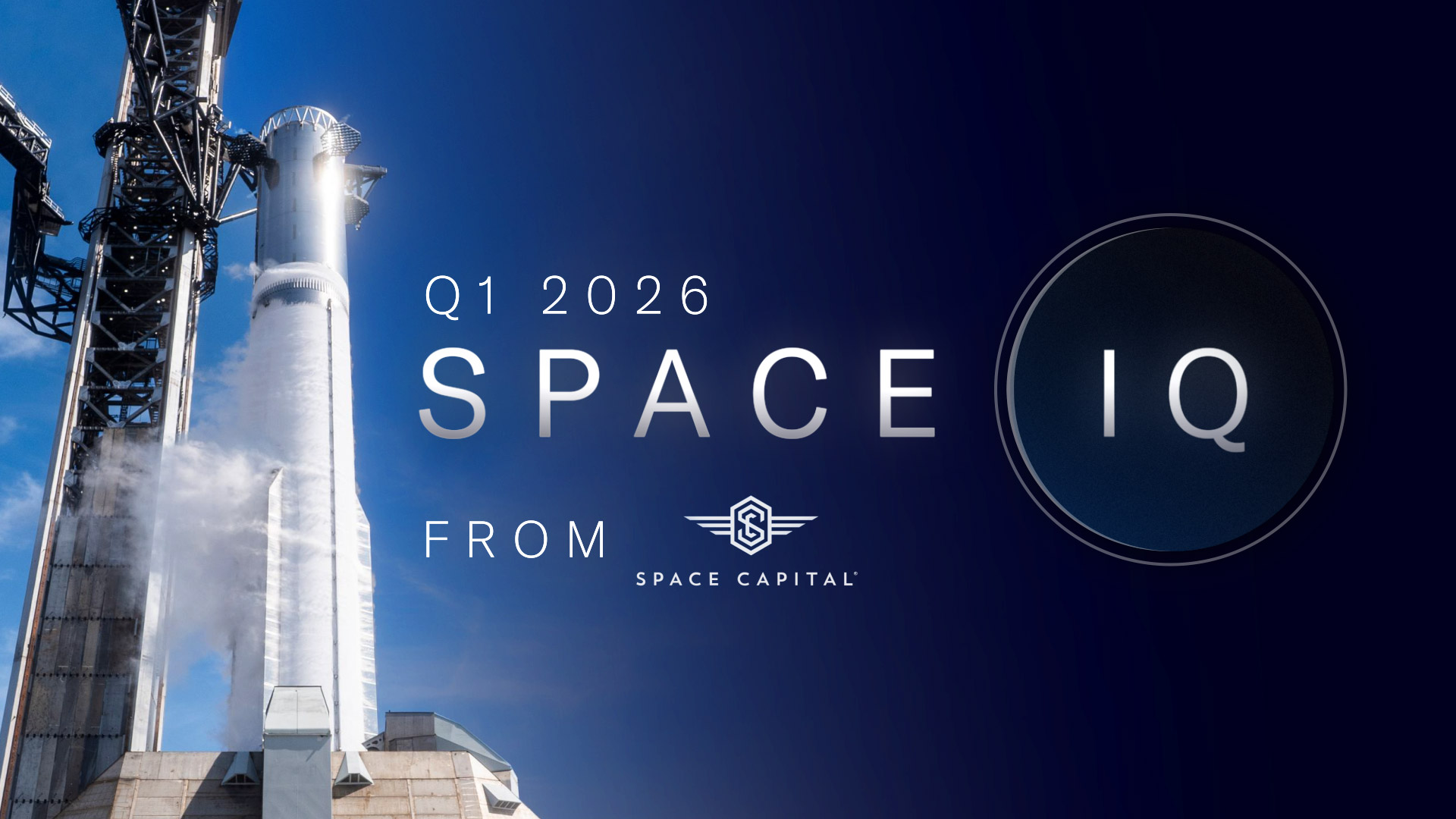 Q1 2026 Space IQ Report from Space Capital — Starship on the launch pad at Starbase
