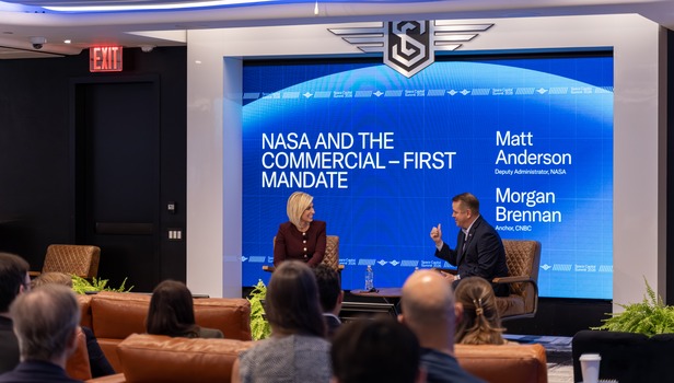 Deputy Administrator of NASA, Matt Anderson on stage with CNBC Anchor, Morgan Brennan during the 13th Annual Space Capital Summit at Nasdaq