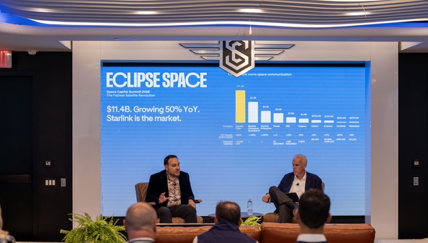Derek Huerta, CEO & Founder of Eclipse Space and Tom Whayne, Operating Partner Space Capital onstage at the 13th annual Space Capital Summit at Nasdaq