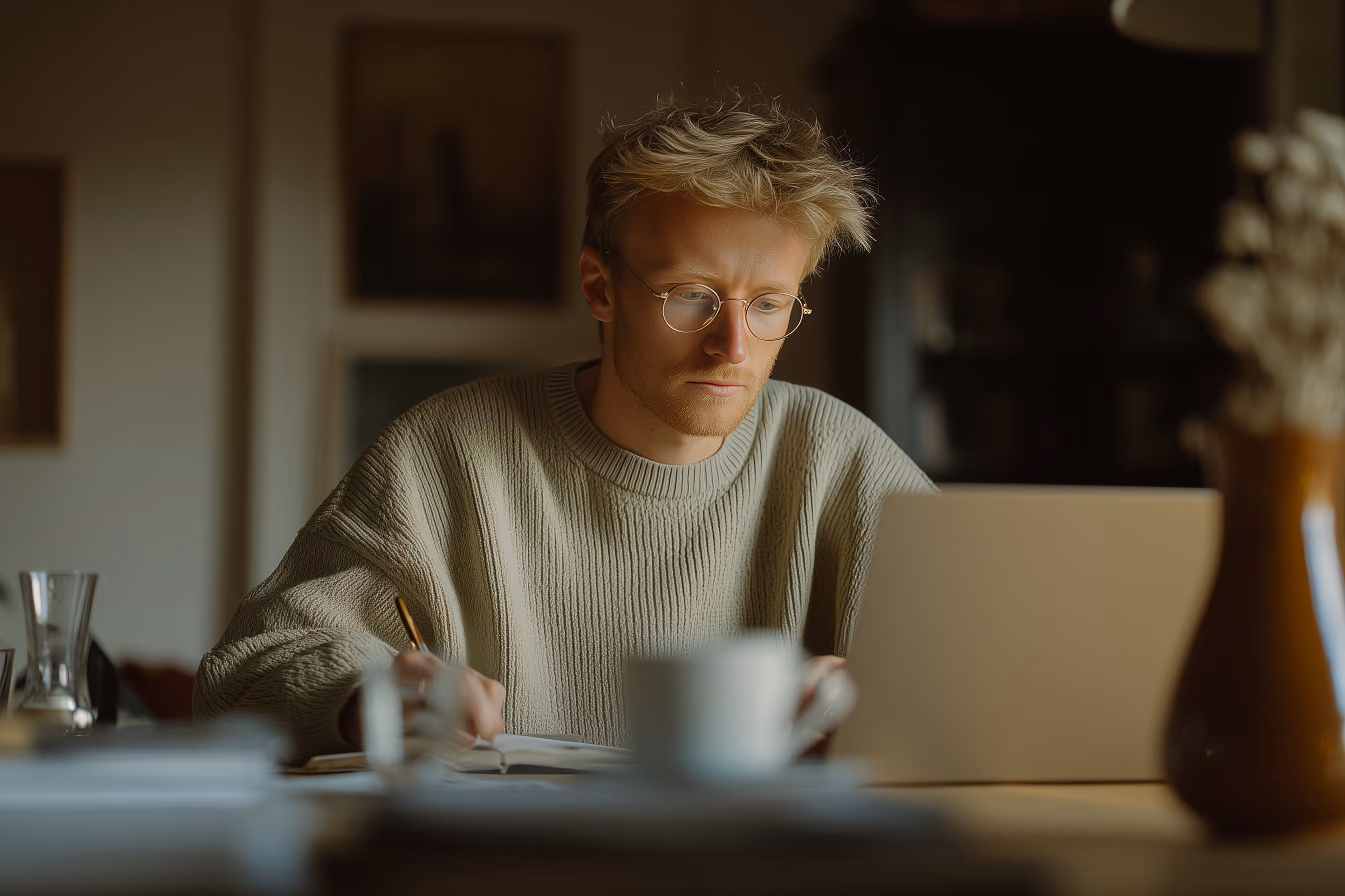 Man sitting with laptop