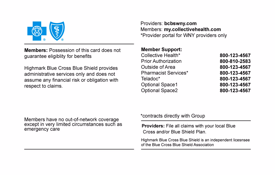 Highmark insurance card design