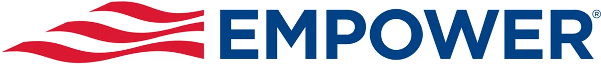 Empower logo with red wavy lines and blue text wordmark