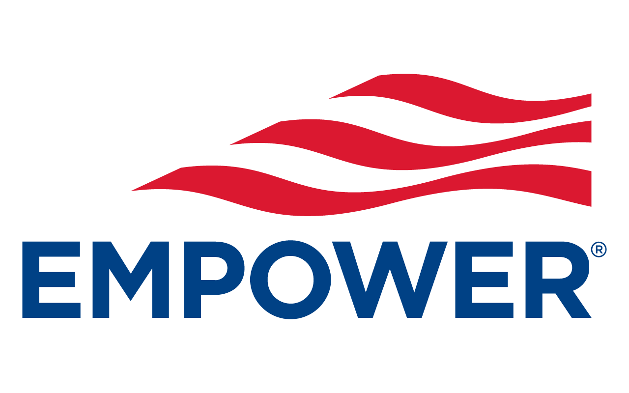 EMPOWER logo with red wavy lines above blue text