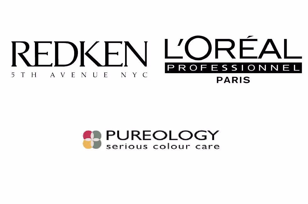 Redken, L'Oreal, and Pureology logos