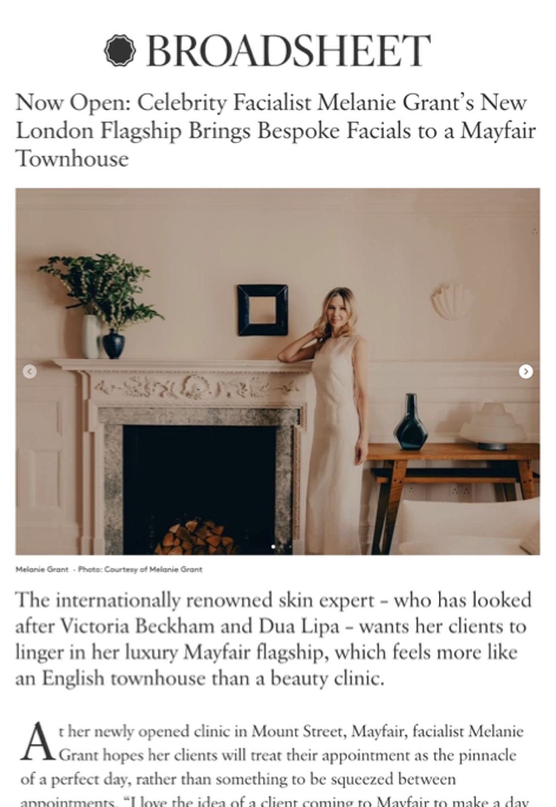 First page of the Broadsheet London tearsheet