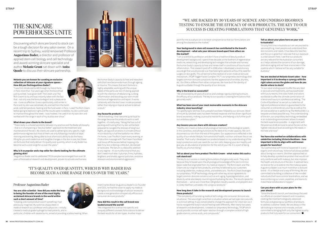 First page of the Professional Beauty tearsheet