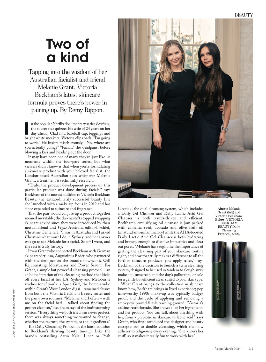 First page of the Vogue Australia tearsheet