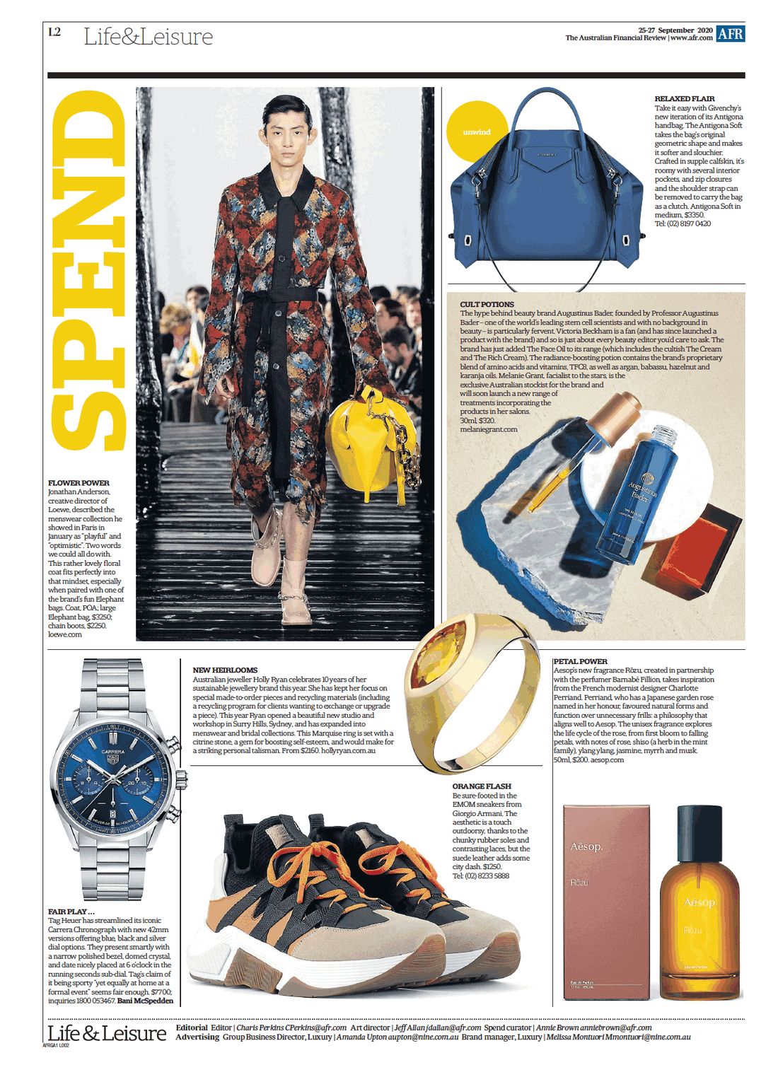 First page of the Australian Financial Review Life & Leisure Spend tearsheet