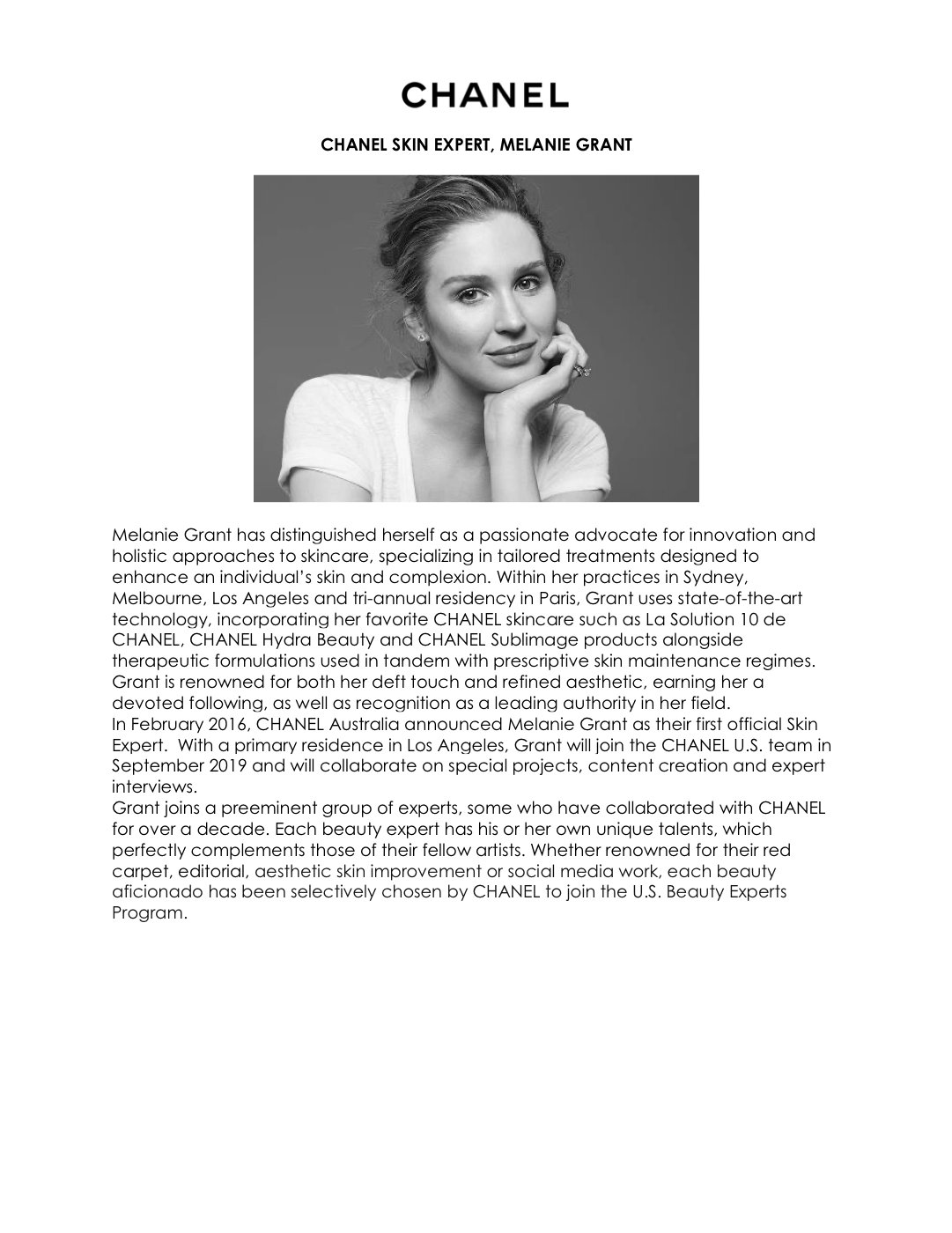 First page of the CHANEL press release