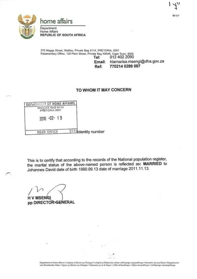 Letter of non impediment