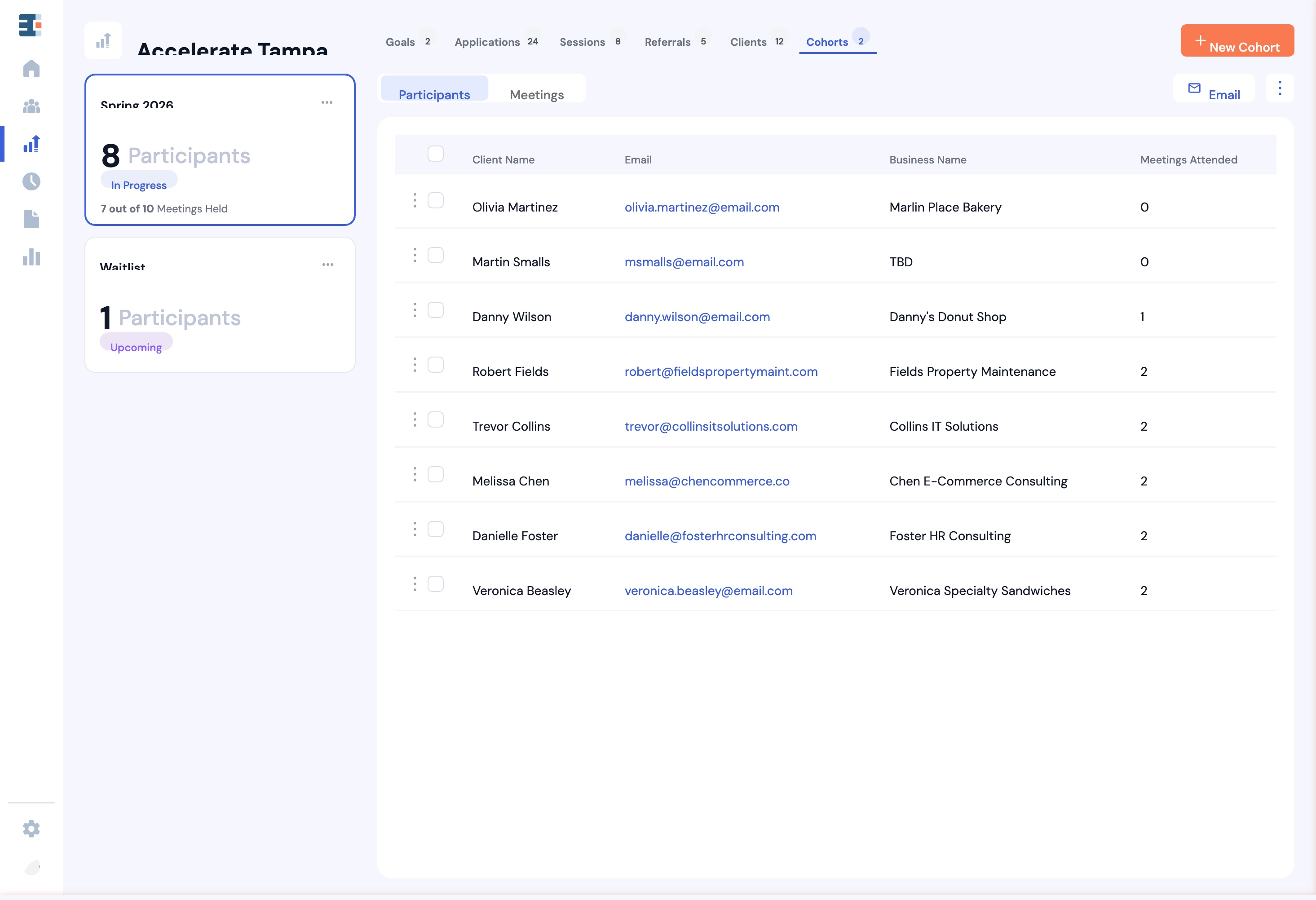 Event calendar with card, list, and calendar views