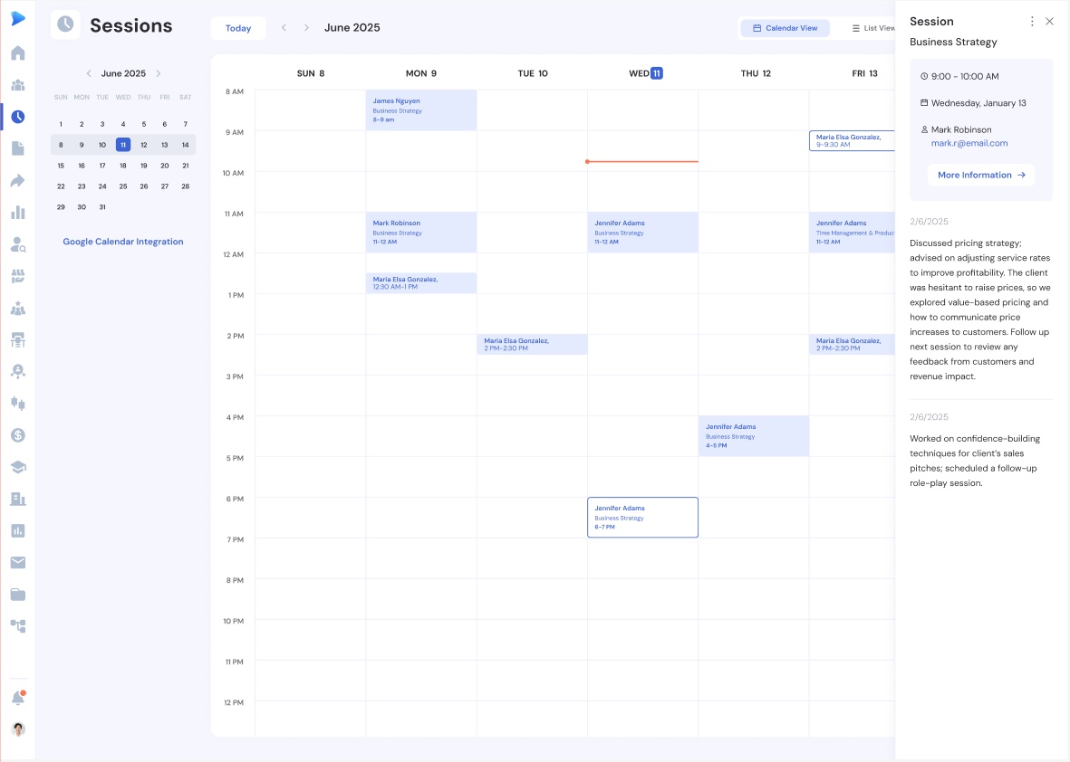 Event calendar with card, list, and calendar views