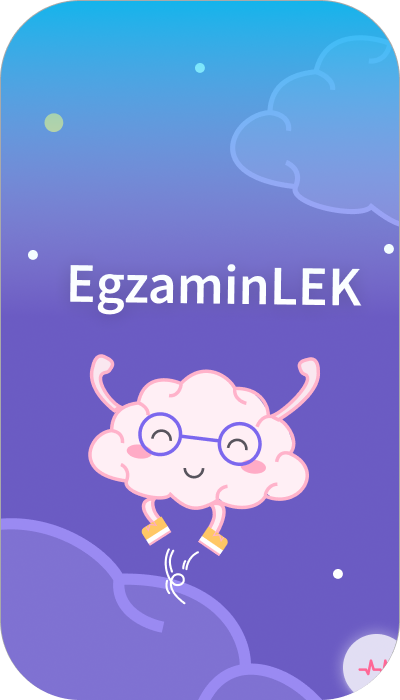Brain jumping with joy under the logo of LEK exam