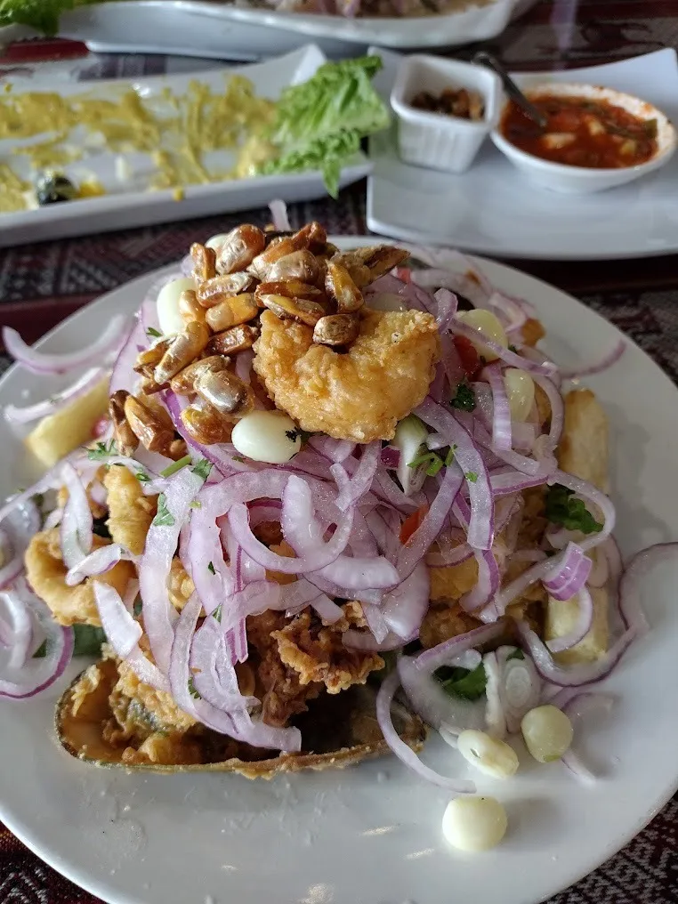  A plate of food featuring sautéed onions and seasoned meat, arranged appetizingly for a meal.