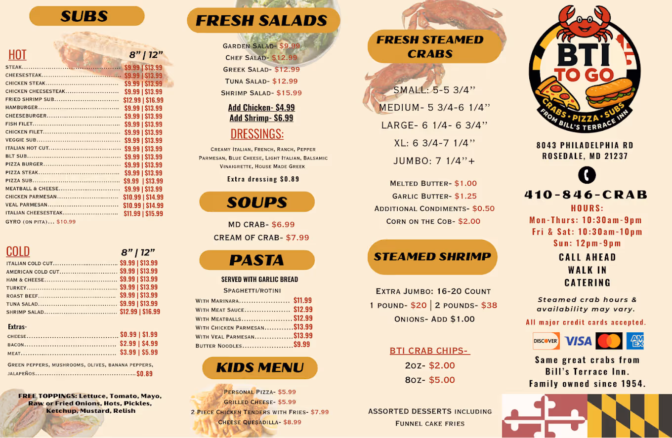 BTI To Go Menu Page 1