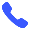 Simple blue phone handset icon with smooth edges on a light gray square background.