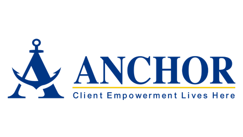 Anchor logo featuring a stylized navy blue anchor integrated into the letter "A" with tagline below.