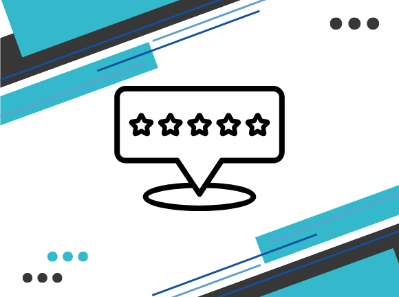 A graphic showing five stars fit into a location pin as if on a map