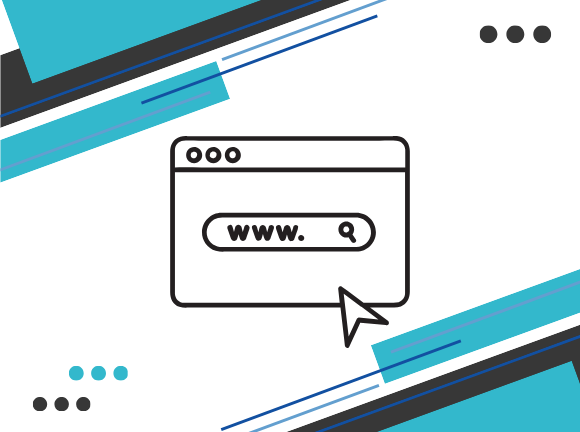 A graphic showing a browser window containing www. in the search bar