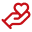 Red hand forming a heart shape with fingers.