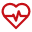 Red heart with a heartbeat pulse line inside it.