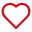 Red heart icon with a digital or pixelated style on a white background.