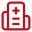 Icon of a hospital building with a red cross symbol above the entrance.
