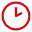 Red clock icon showing time at approximately 2:15.