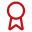 Red award ribbon with a star in the center and scalloped edge.