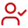 Red user icon with a check mark on the upper right side.