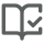Open book icon with a check mark on its right side.