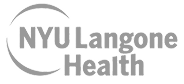 NYU Langone Health logo in white text with circular design elements